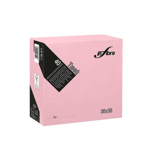 Χαρτοπετσέτες πολυτελείας PUNTA PUNTA, 40 χαρτοπετσέτες, Δίφυλλη, ροζ, 38Χ38 (1282/c/ROSA)